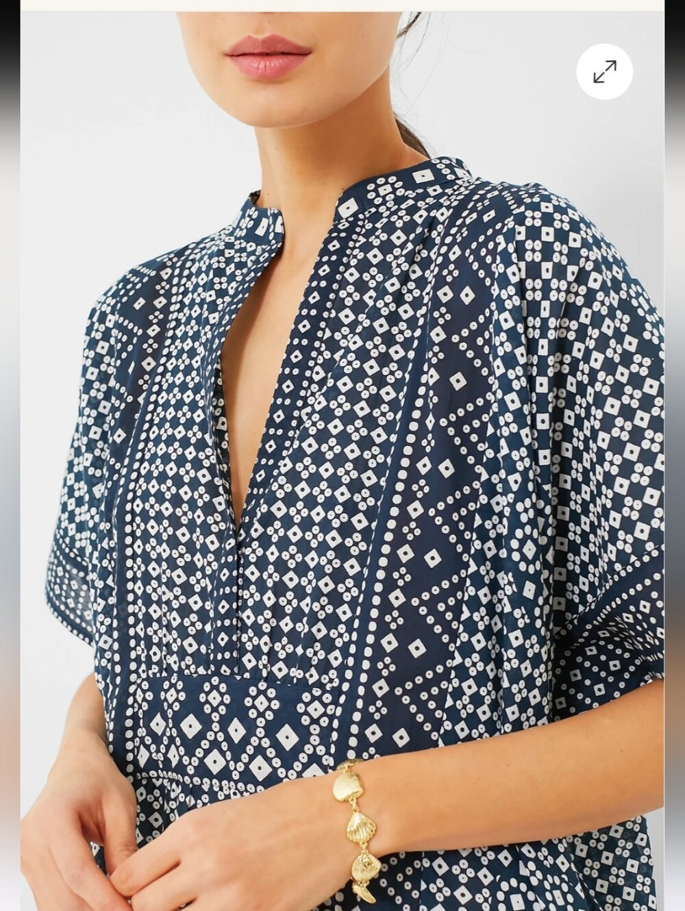 Emerson Frye India Collection Ink Caftan Oranic Cotton Cover Up Love Tomas - Picture 3 of 9